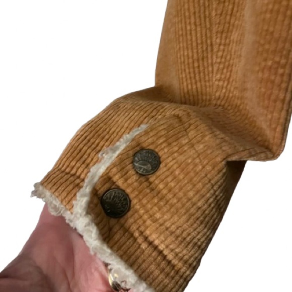 Faherty Tan Corduroy Jacket with Cream Sherpa Collar and Cuffs - Picture 5 of 9